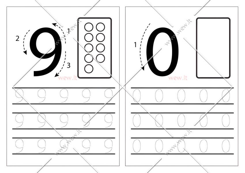 Rašymo užduotis “Aš rašau skaičius” 9-0