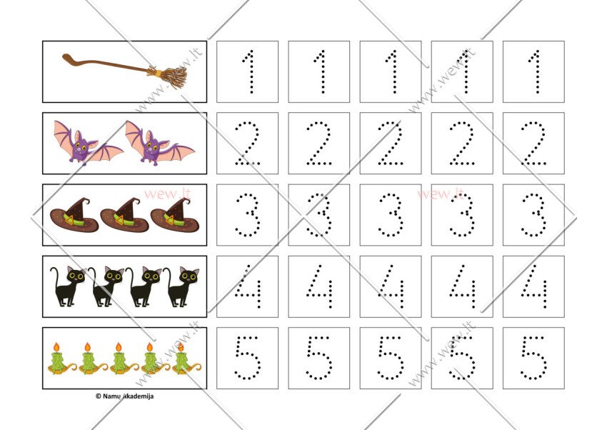 Helovyno skaičiai 1-5