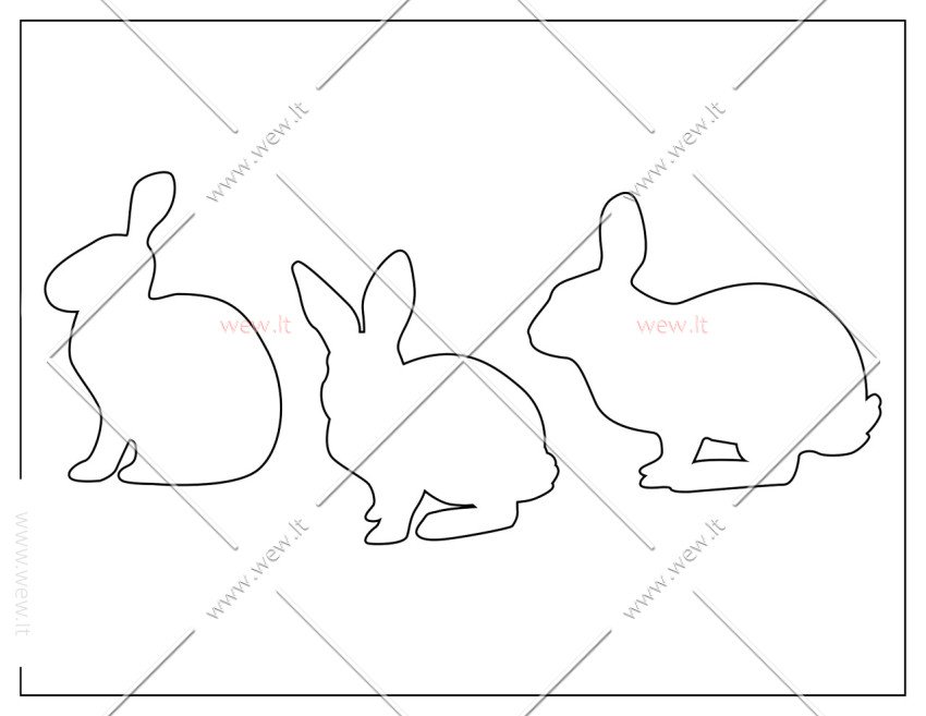 Trys velykiniai triušiai – siluetai kūrybai