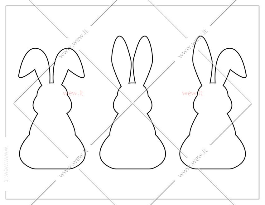 Trys velykiniai triušiukai – trafaretai aplikacijoms