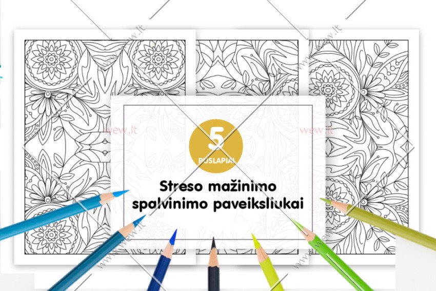 Streso mažinimo spalvinimo paveiksliukai