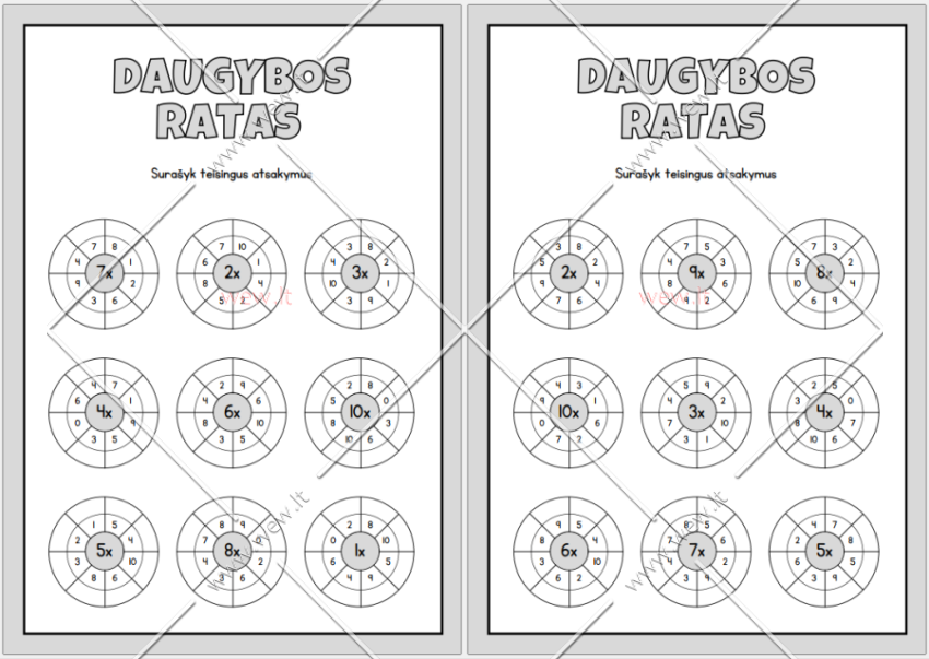 Matematikos karuselė: Daugybos iššūkis (2 puslapiai)