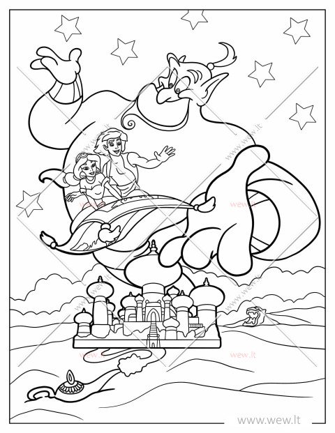 Princesė Džasmina, Aladinas, Džinas ir skraidantis kilimas