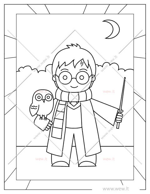 Haris Poteris – jaunasis burtininkas spalvinti