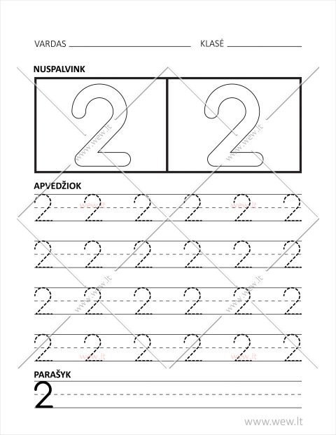 Skaičiaus 2 rašymo užduotis