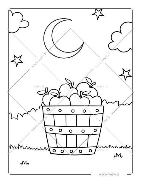 Pilnas krepšys rudens obuolių