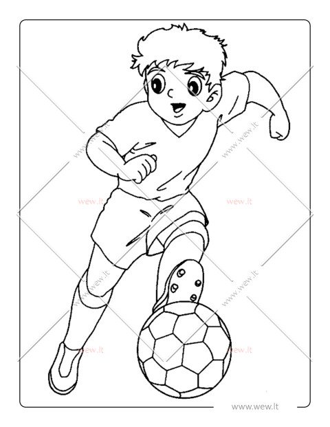 Futbolo aikštelės herojus futbolininkas spalvinti