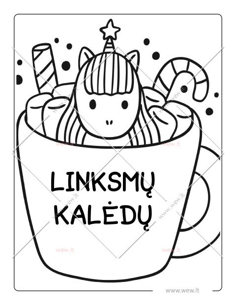 Kalėdinis vienaragis puodelyje