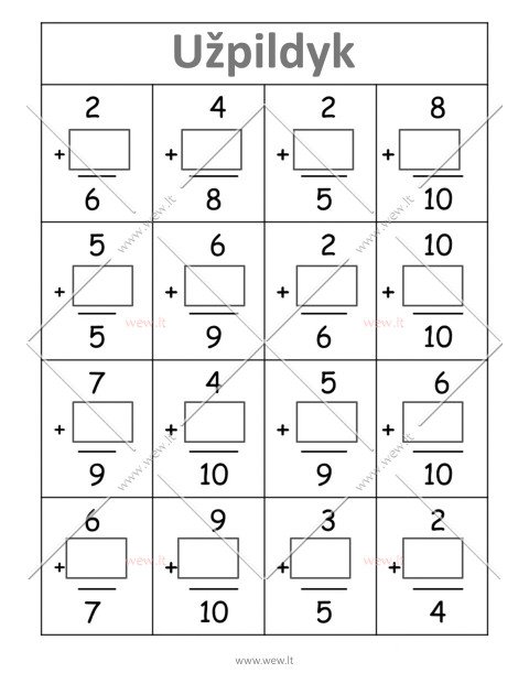 Matematikos sudėties užduotys