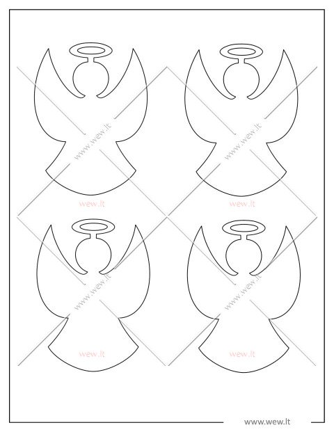 4 Angelai su aureole iškirpti