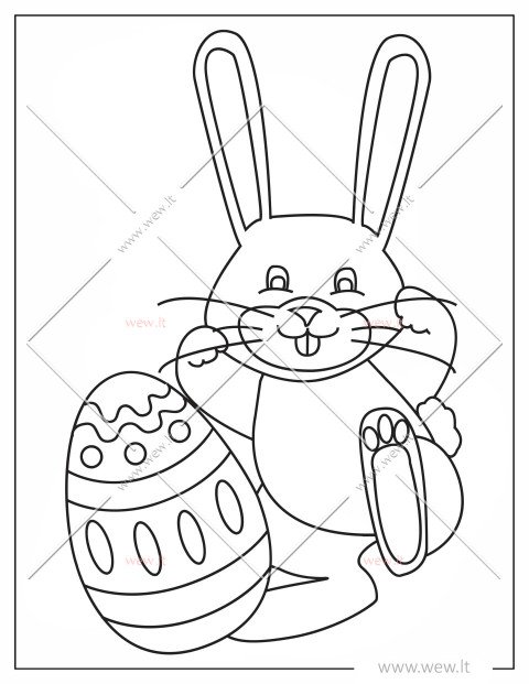 Velykų zuikis su margučiu spalvinti