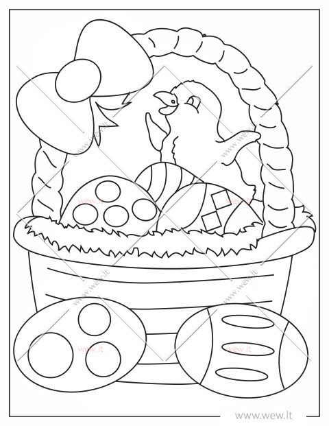 Margučių krepšelis su viščiuku Velykoms spalvinti