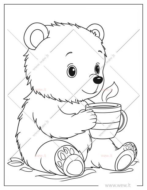 Mielas meškiukas geria arbatą