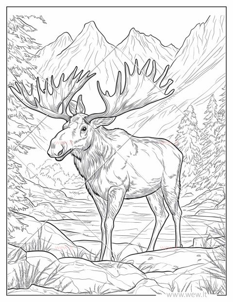 Briedis kalnuose spalvinti