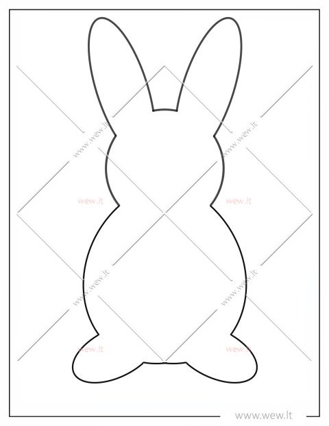 Vieno kiškio šablonas Velykoms iškirpti