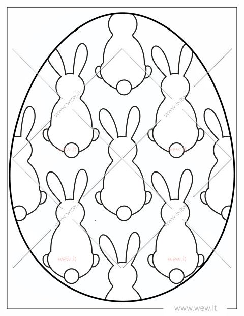 Margutis su kiškiais Velykoms spalvinti