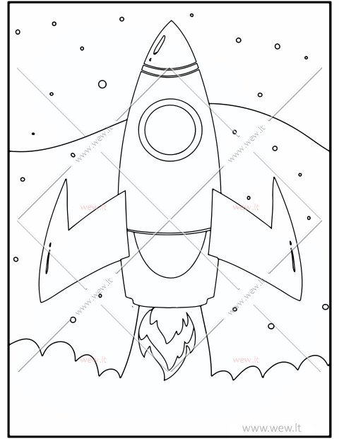 Raketa skrendanti į kosmosą spalvinti