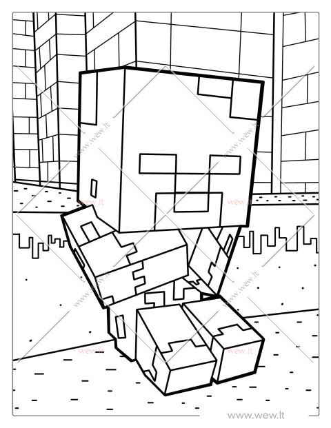 Mielas mažas Minecraft zombis spalvinti