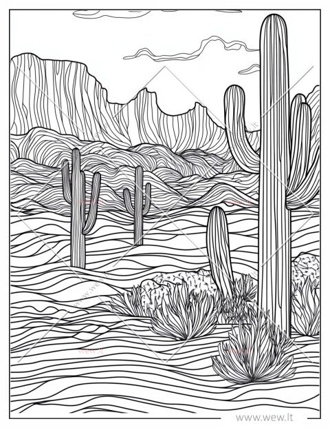 Dykumos peizažas spalvinti