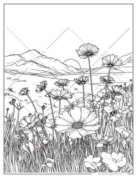 Aguonų laukas spalvinti