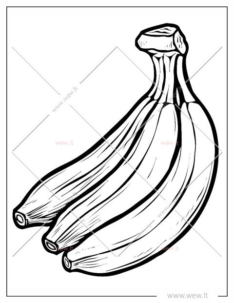 Egzotiški vaisiai bananai spalvinti