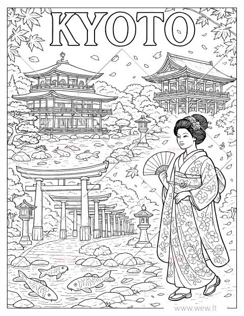 Japonijos miestas Kyoto spalvinti