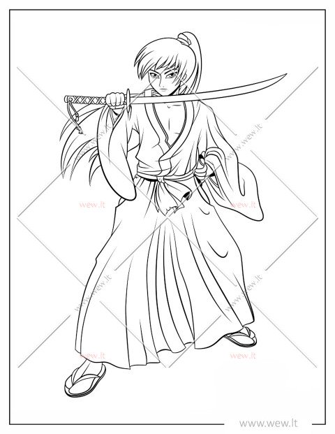 Japonijos karys Samurajus spalvinti