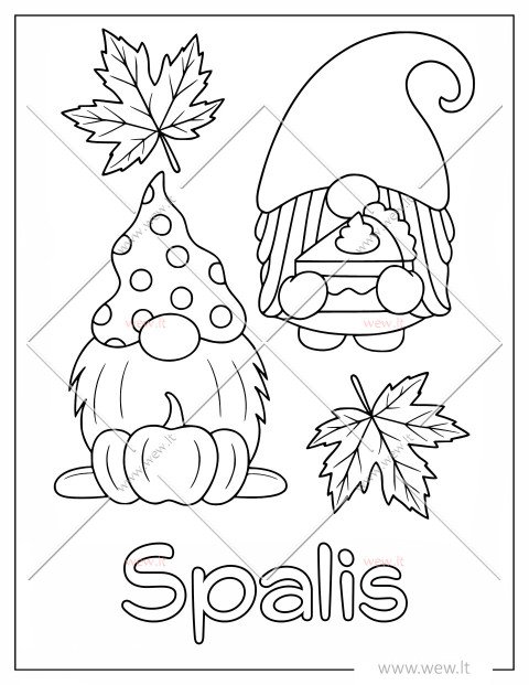 Spalio nykštukų spalvinimo puslapis