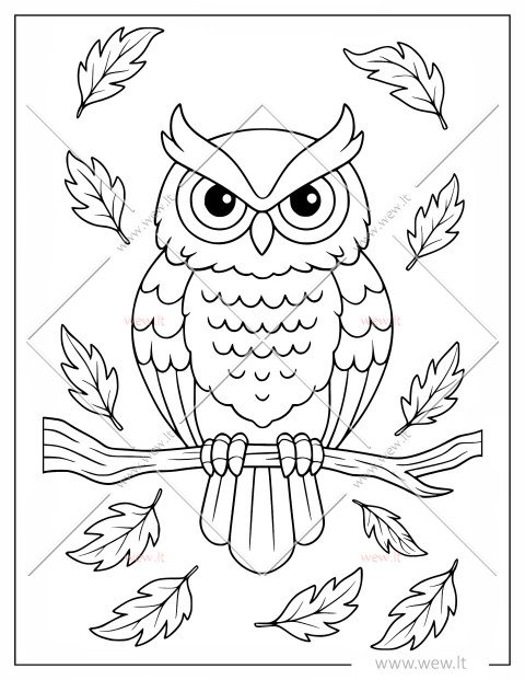 Pelėda tupinti ant šakos rudeni