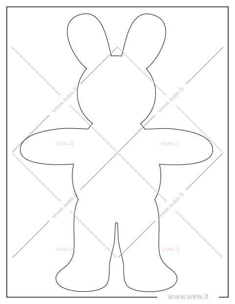 Stilizuotas zuikio trafaretas vaikų kūrybai