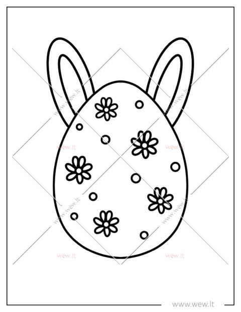 Velykų kiaušinis zuikis - spalvinimo lapas