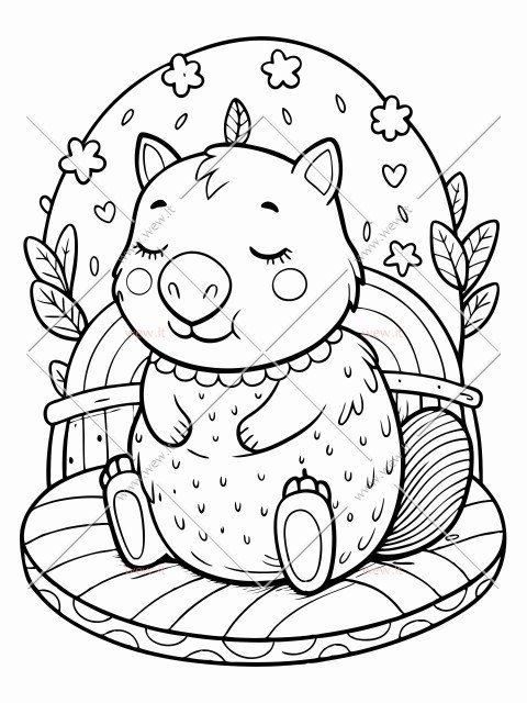 Sėdinti miela kapibara