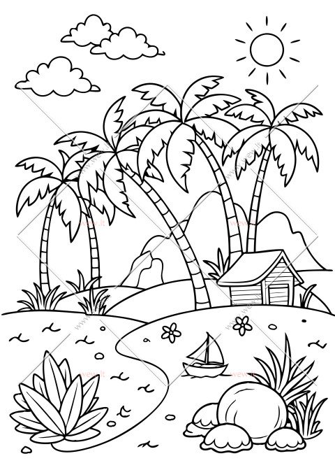 Saulėtas atogrąžų peizažas