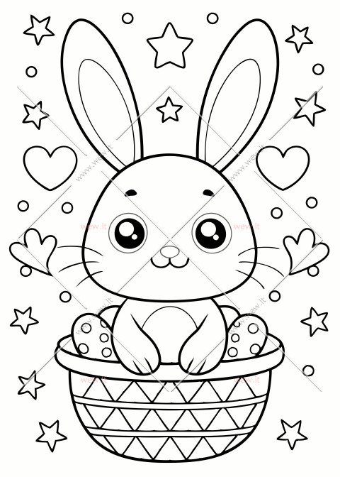 Mielas triušis sėdintis pintinėje