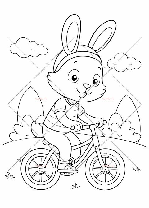 Kiškis važiuojantis dviračiu