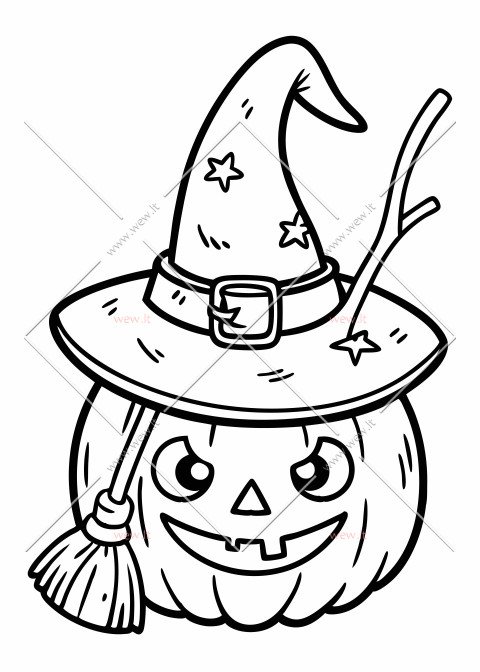 Helovino moliūgas su raganos kepure