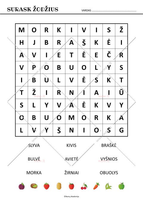 Žodžių paieška - sodas, daržas. Nr.3