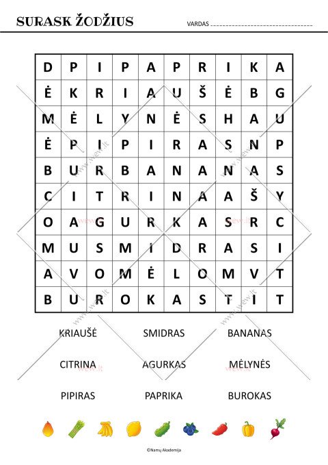 Žodžių paieška - sodas, daržas. Nr.1