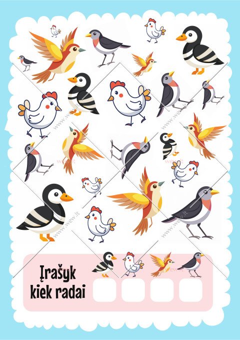 Matematikos užduotis - suskaičiuok paukščius