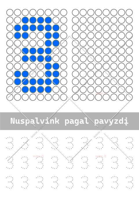 Spalvinimo ir rašymo užduotys - trys