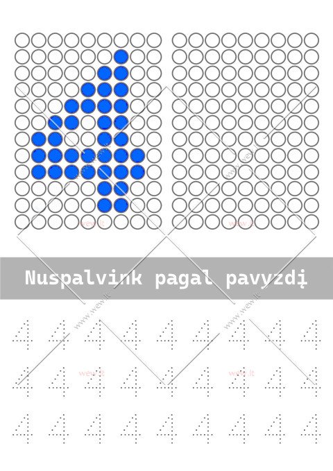 Spalvinimo ir rašymo užduotys - keturi