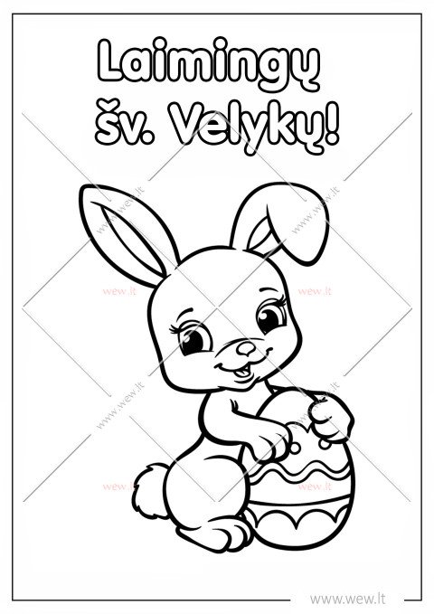 Velykų kiškis su margučiu spalvinti