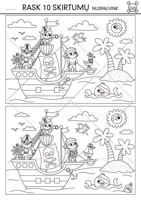 Rask 10 skirtumų: piratų laivas