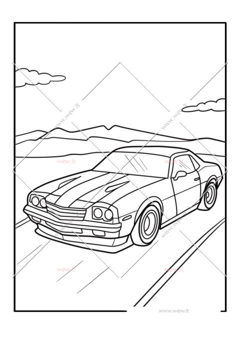 Stilingas retro „Chevrolet“ automobilis kelyje spalvinti