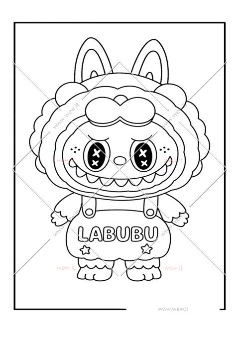 Labubu liūto kostiume spalvinti