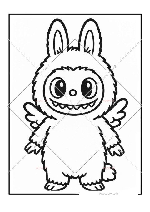 Labubu su angelo sparnais spalvinti