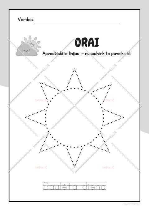 Orai - Užduotėlės vaikams | Saulėta diena