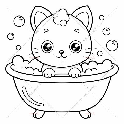 Katytė prausiasi vonioje