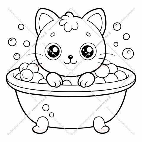 Katinas prausiasi vonioje