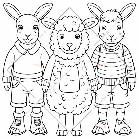 Trys draugai kiškiai ir avis